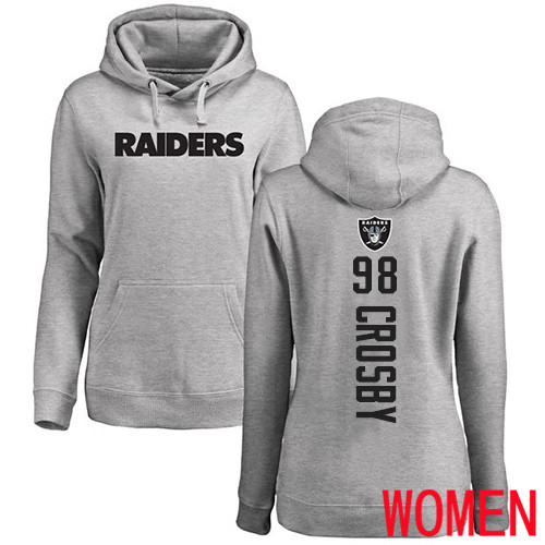 Oakland Raiders Ash Women Maxx Crosby Backer NFL Football #98 Pullover Hoodie Sweatshirts